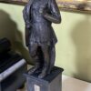 Antique Pair of Classical Bronze Warrior Figures on Marble-Inlaid Bases – European Neoclassical