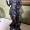 Antique Pair of Classical Bronze Warrior Figures on Marble-Inlaid Bases – European Neoclassical