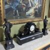 Antique Pair of Classical Bronze Warrior Figures on Marble-Inlaid Bases – European Neoclassical