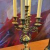 Large Vintage 3-Piece Bronze-Style Figural Mantel Clock Garniture with Pair of 5-Light Candelabra