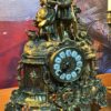Large Vintage 3-Piece Bronze-Style Figural Mantel Clock Garniture with Pair of 5-Light Candelabra