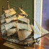 Large Vintage Wooden Three-Masted Sailing Warship Model