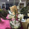 Vintage Carved Hardstone Gemstone Flower Arrangement in Stone Bowl