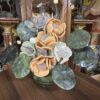 Vintage Carved Hardstone Gemstone Flower Arrangement in Stone Bowl