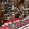 Vintage English Silver-Plated 3-Arm Candelabra Candlesticks – Pair – c.1950s–70s
